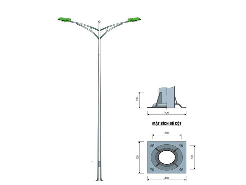 Cột thép  tròn côn cần kép CK03-K